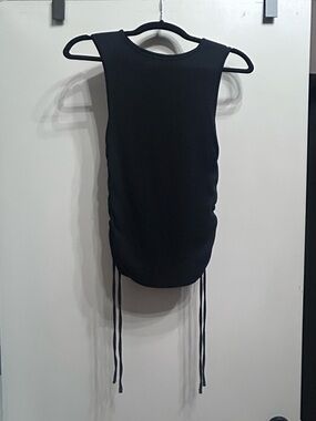 a new day Black Sleeveless Ruched Drawstring Tank